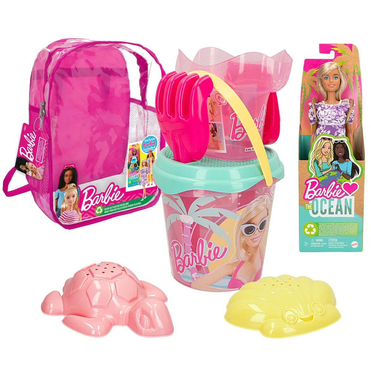 Strandleksaker set Barbie 8 Delar 18 x 16 x 18 cm