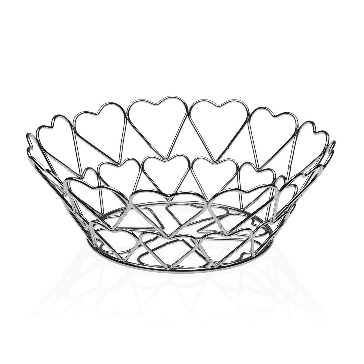 Fruktskål Versa Hjärtan Metall Stål (26 x 10 x 26 cm)