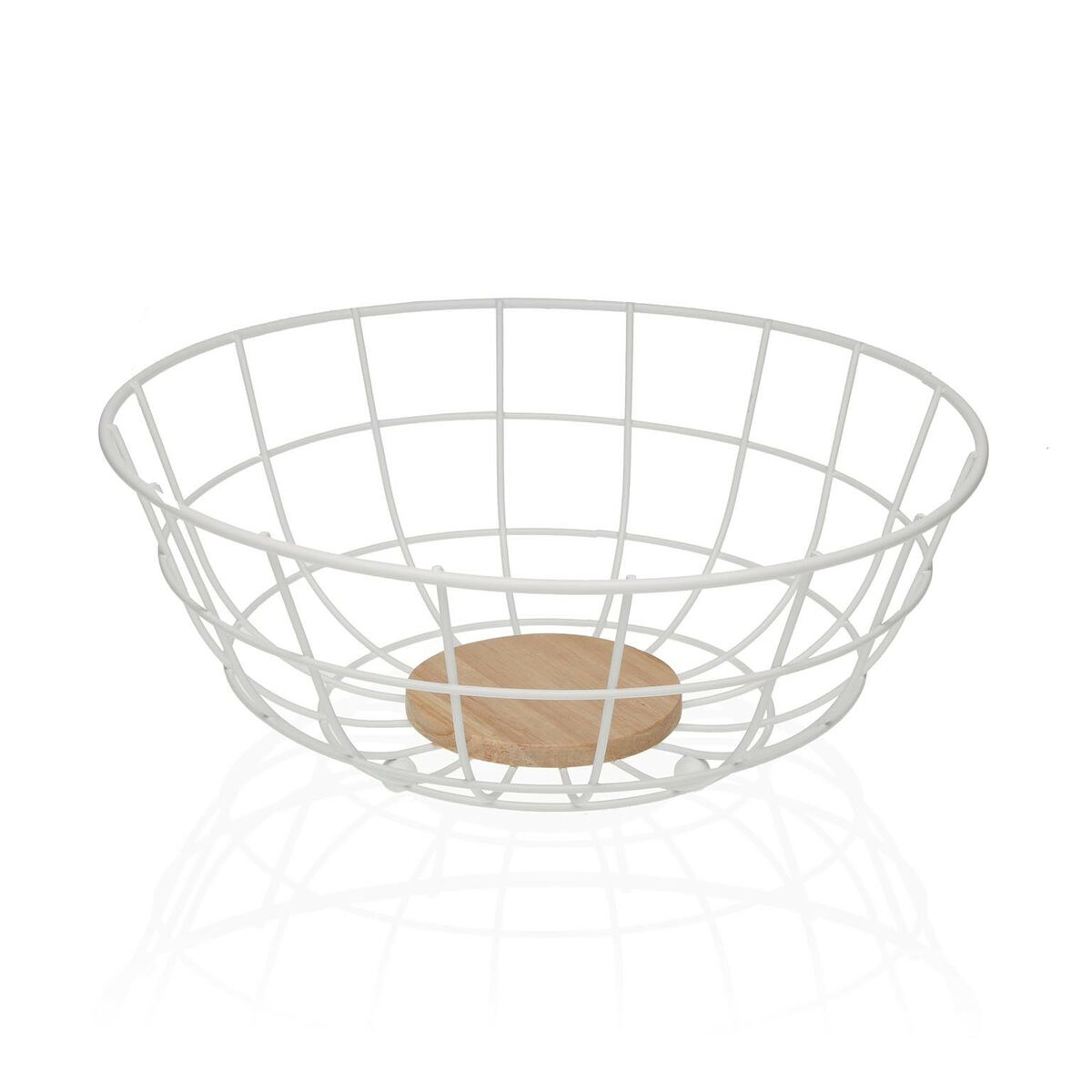 Fruktskål Versa Vit 28 x 12 x 28 cm Trä Gummiträ Stål Järn