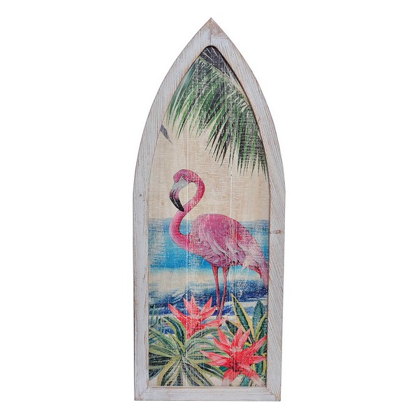 Väggdekoration DKD Home Decor Trä Rosa flamingo Tropiskt