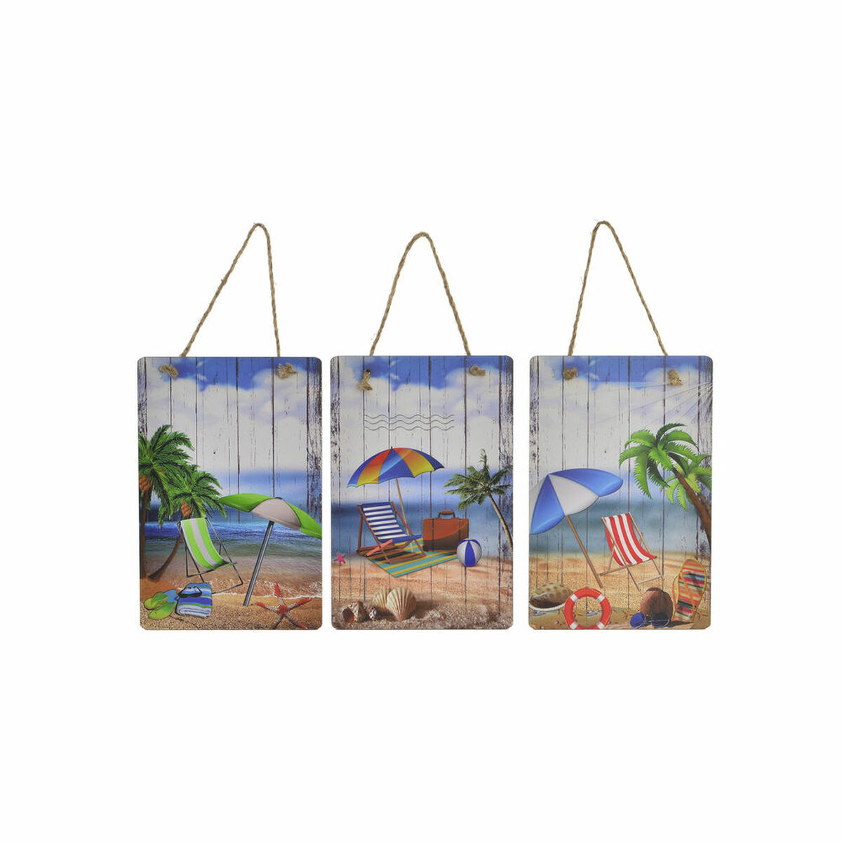 Väggdekoration DKD Home Decor Strand Medelhavs 20 x 1,6 x 30 cm (3 Delar)
