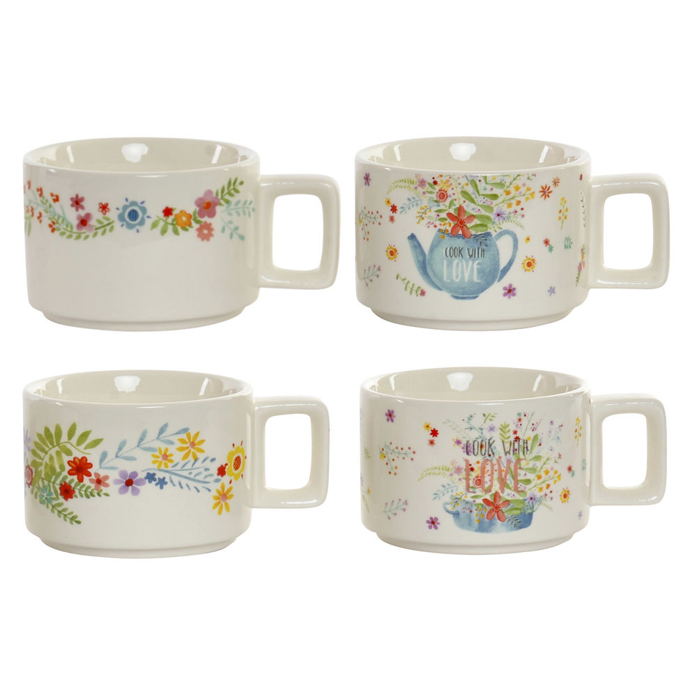 Set med kaffekoppar DKD Home Decor Multicolour Metall Bambu Dolomite 260 ml