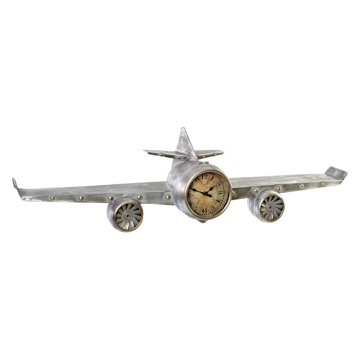Väggklocka DKD Home Decor Flygplan Metall Trä MDF (101 x 22 x 26 cm)