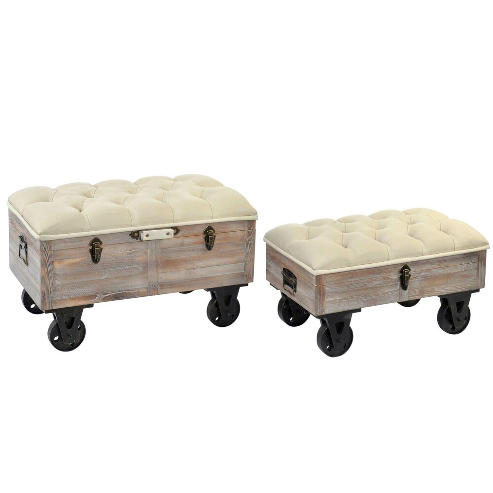 Sittpall DKD Home Decor Gran Svart Beige Brun Polyester (82 x 42 x 50 cm)