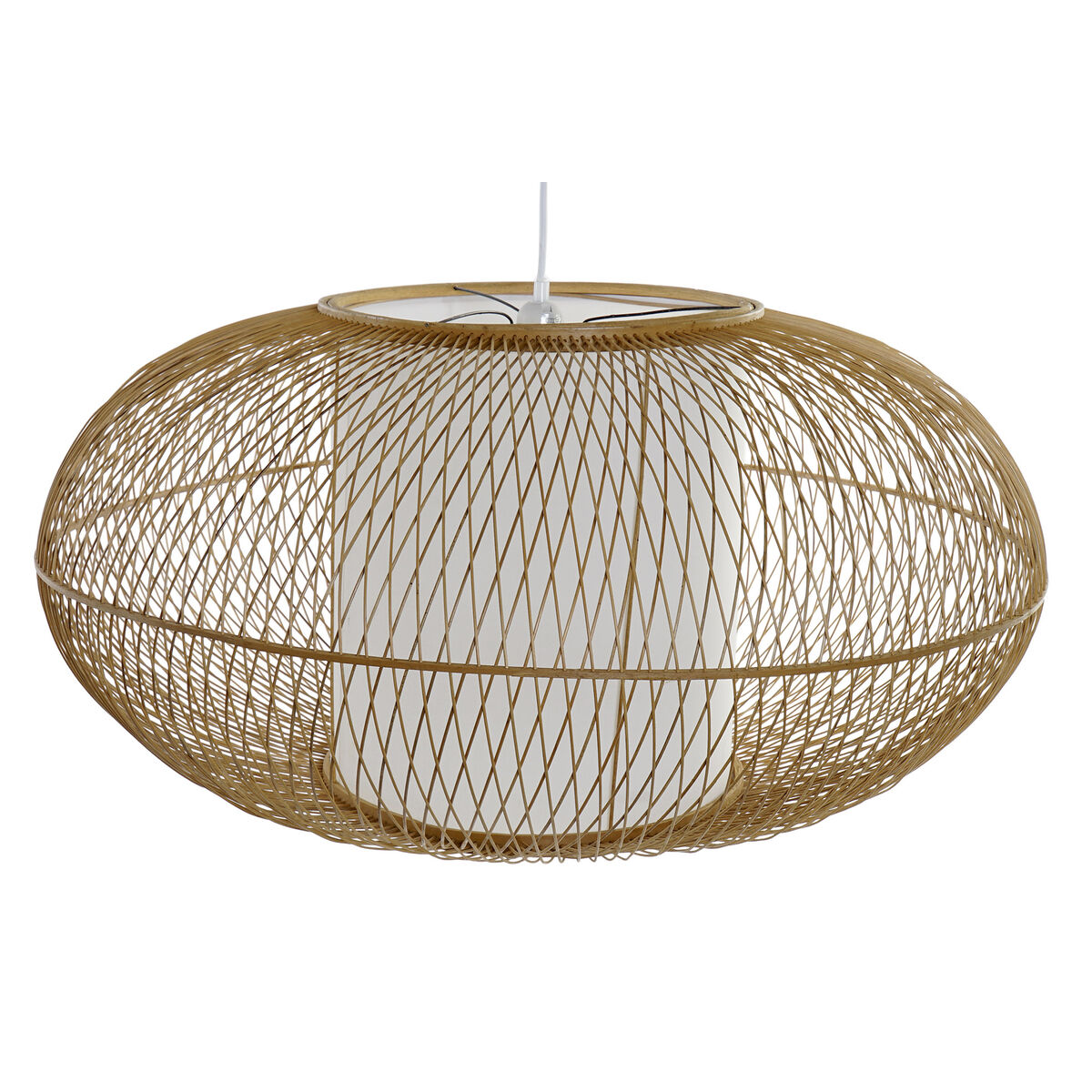 Taklampa DKD Home Decor Vit Naturell Bambu 40 W 83 x 83 x 40 cm