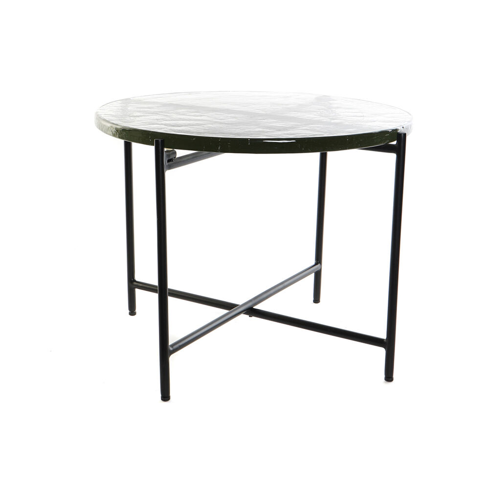 Sidobord DKD Home Decor Glas Svart Metall Modern (50 x 50 x 42 cm)