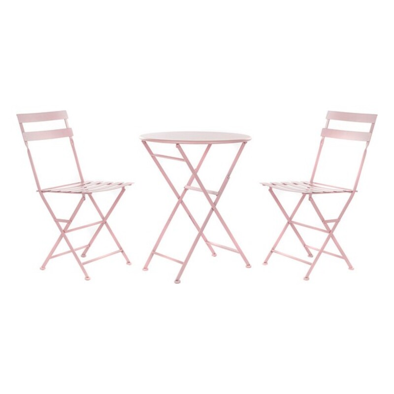 Bordsgrupp med 2 stolar DKD Home Decor MB-177410 Rosa 60 x 60 x 75 cm (3 pcs)