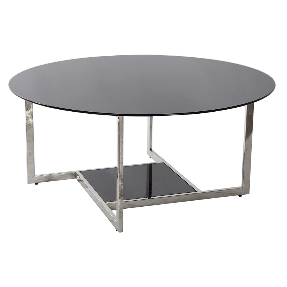 Soffbord DKD Home Decor Svart Silvrig Glas Stål Plast 100 x 100 x 45 cm