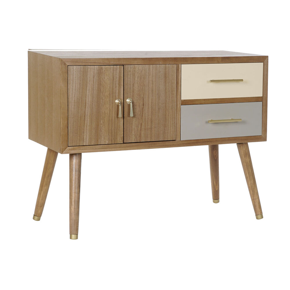TV-möbler DKD Home Decor Grå Kräm Metall Paulowniaträ (90 x 34 x 66.5 cm)