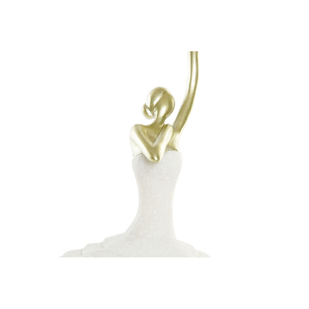 Prydnadsfigur DKD Home Decor 13,5 x 12,5 x 40 cm Gyllene Vit Harts Balettdansare