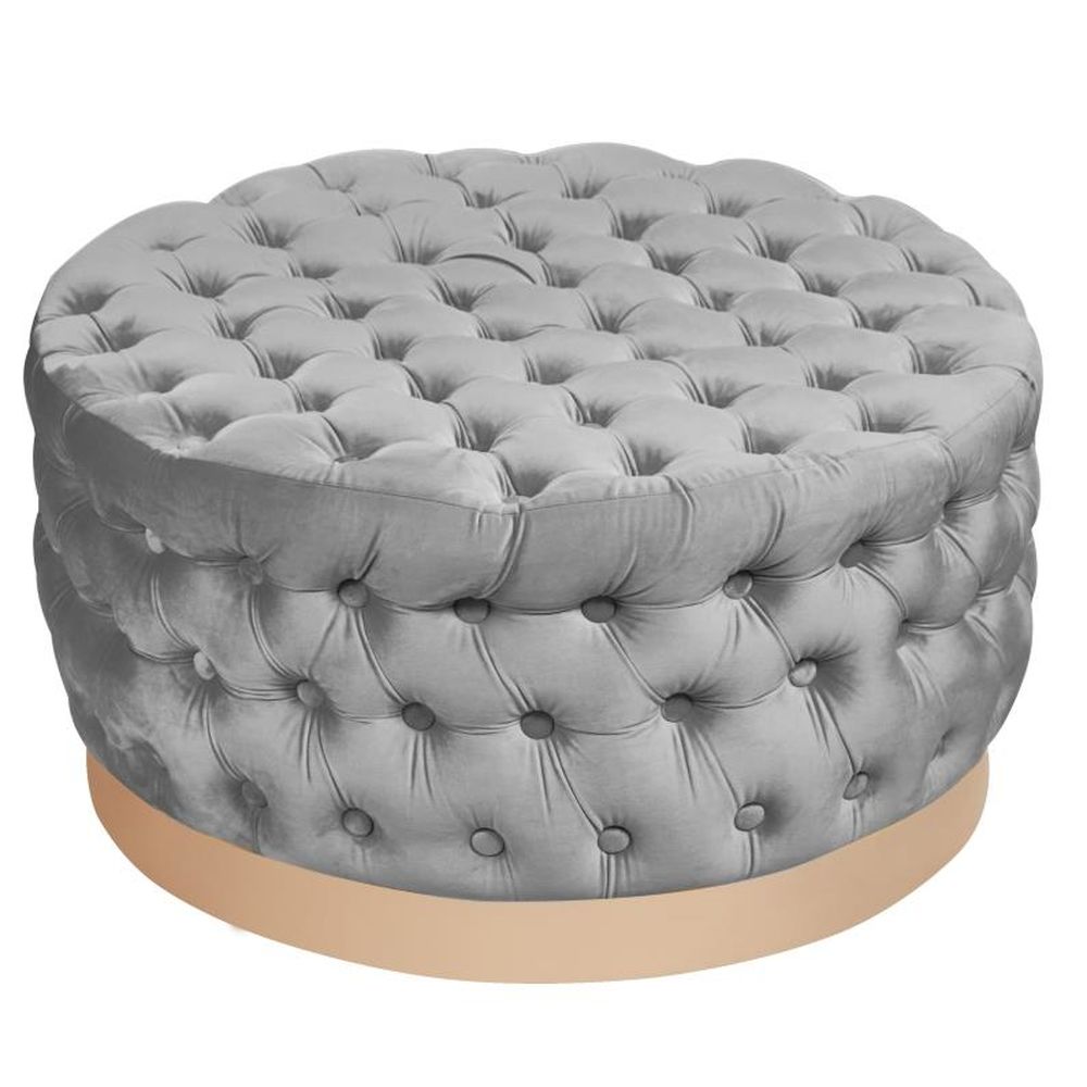 Fotpall DKD Home Decor Grå Polyester Trä MDF (78 x 78 x 40 cm)