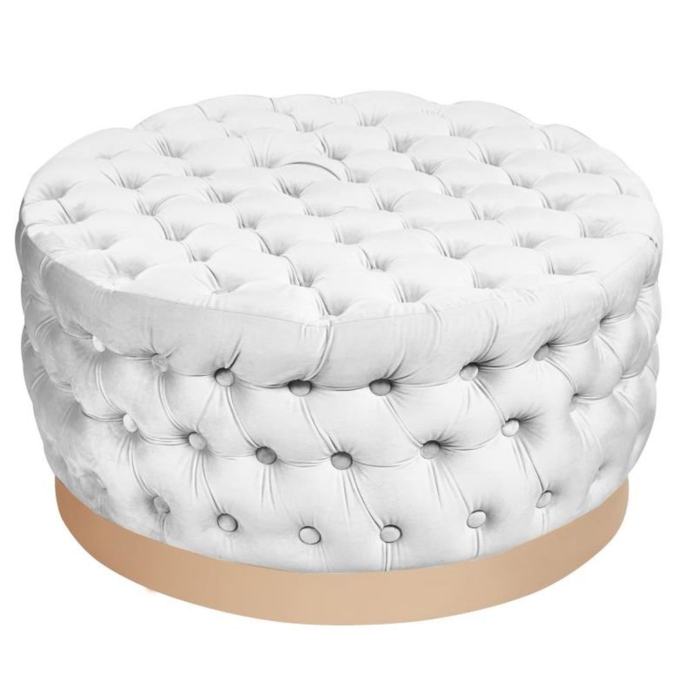 Fotpall DKD Home Decor Vit Polyester Trä MDF (78 x 78 x 40 cm)