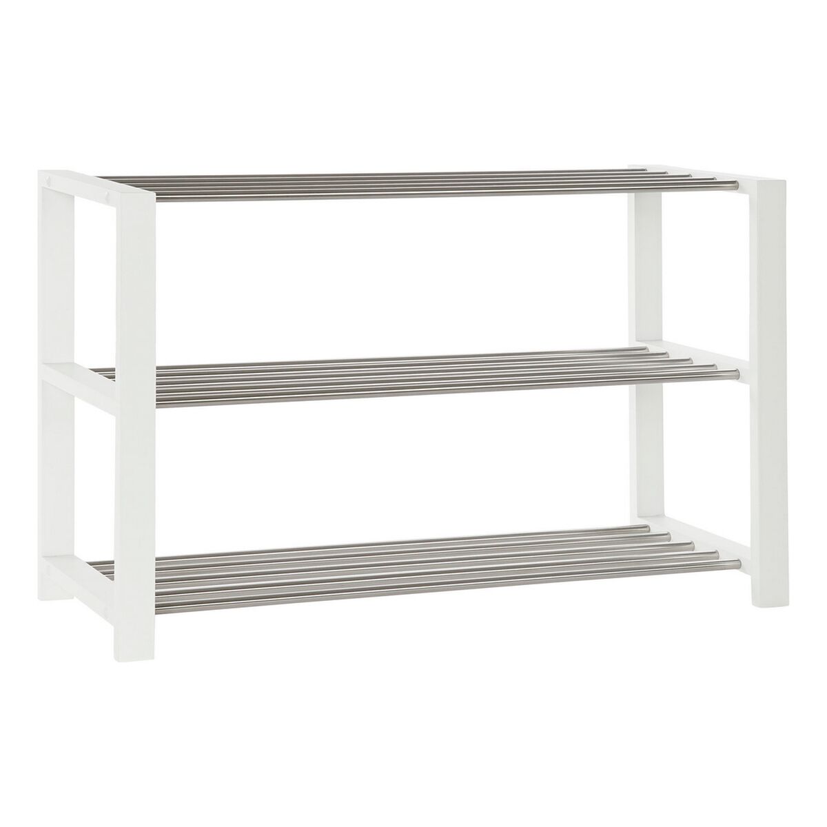 Skoställ DKD Home Decor 8424001835041 Vit Multicolour Silvrig Trä Metall 80 x 30 x 50 cm