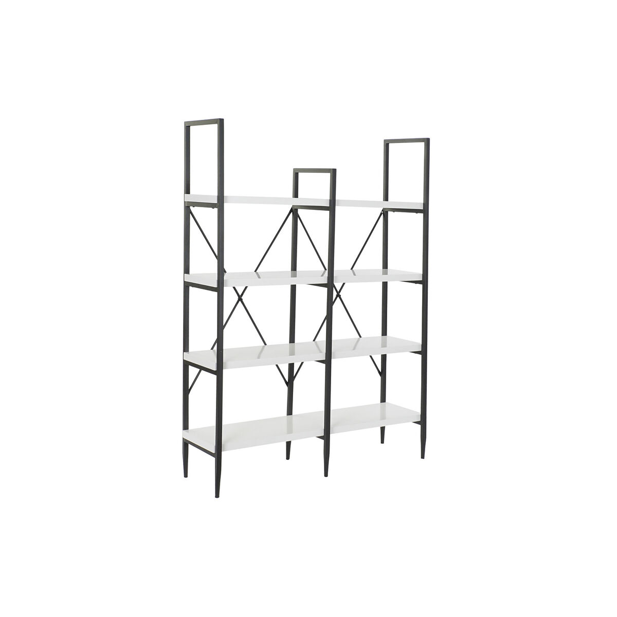 Bokhylla DKD Home Decor Svart Metall Vit 4 Hyllor Trä MDF (110 x 30 x 150 cm)