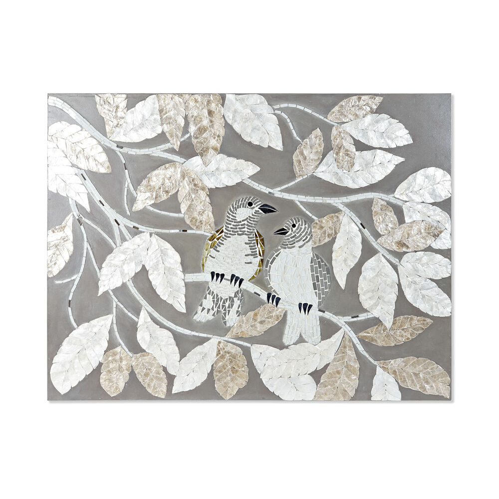 Kanvas DKD Home Decor Beige Grå Löv av en växt 90 x 4 x 70 cm