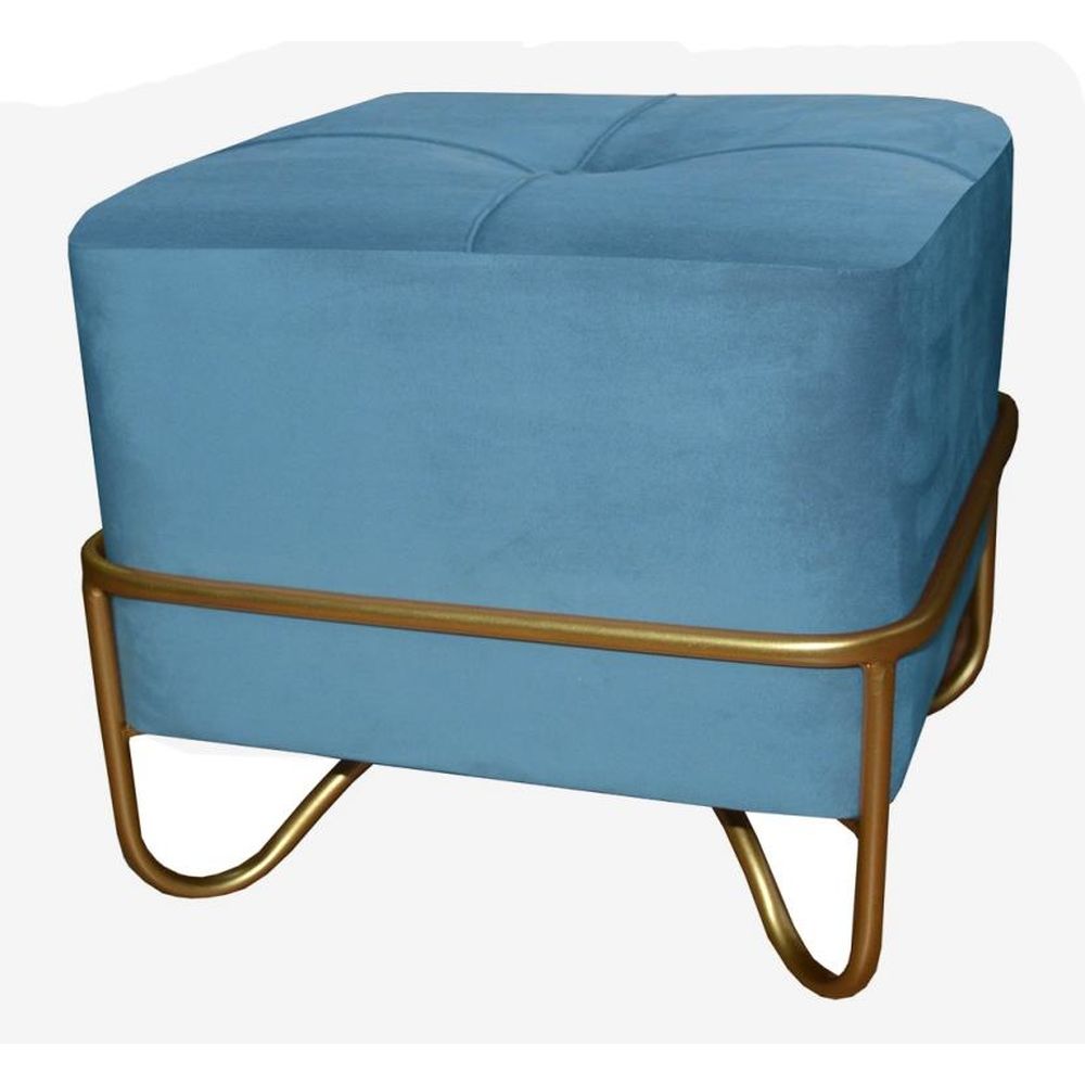 Sittpall DKD Home Decor 8424001850921 Blå Multicolour Gyllene Skum Metall Trä MDF 42 x 42 x 38 cm