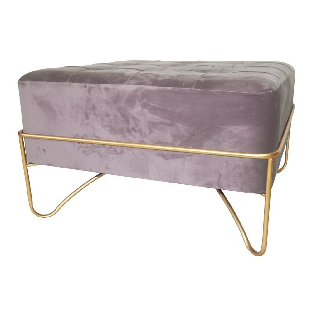 Sittpall DKD Home Decor Skum Rosa Gyllene Metall Polyester Sammet Trä MDF (80 x 80 x 42 cm)