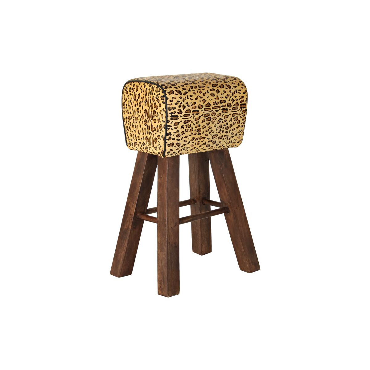 Sittpall DKD Home Decor Svart Trä Brun Läder (43 x 35 x 75 cm)