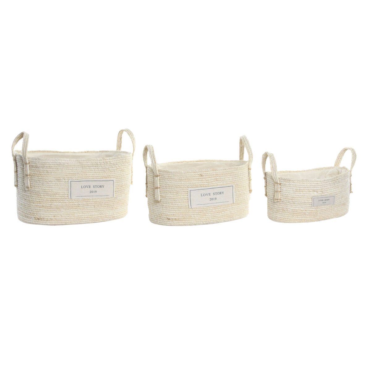 Korg - set DKD Home Decor Bomull Fibrer (34 x 23 x 20 cm)