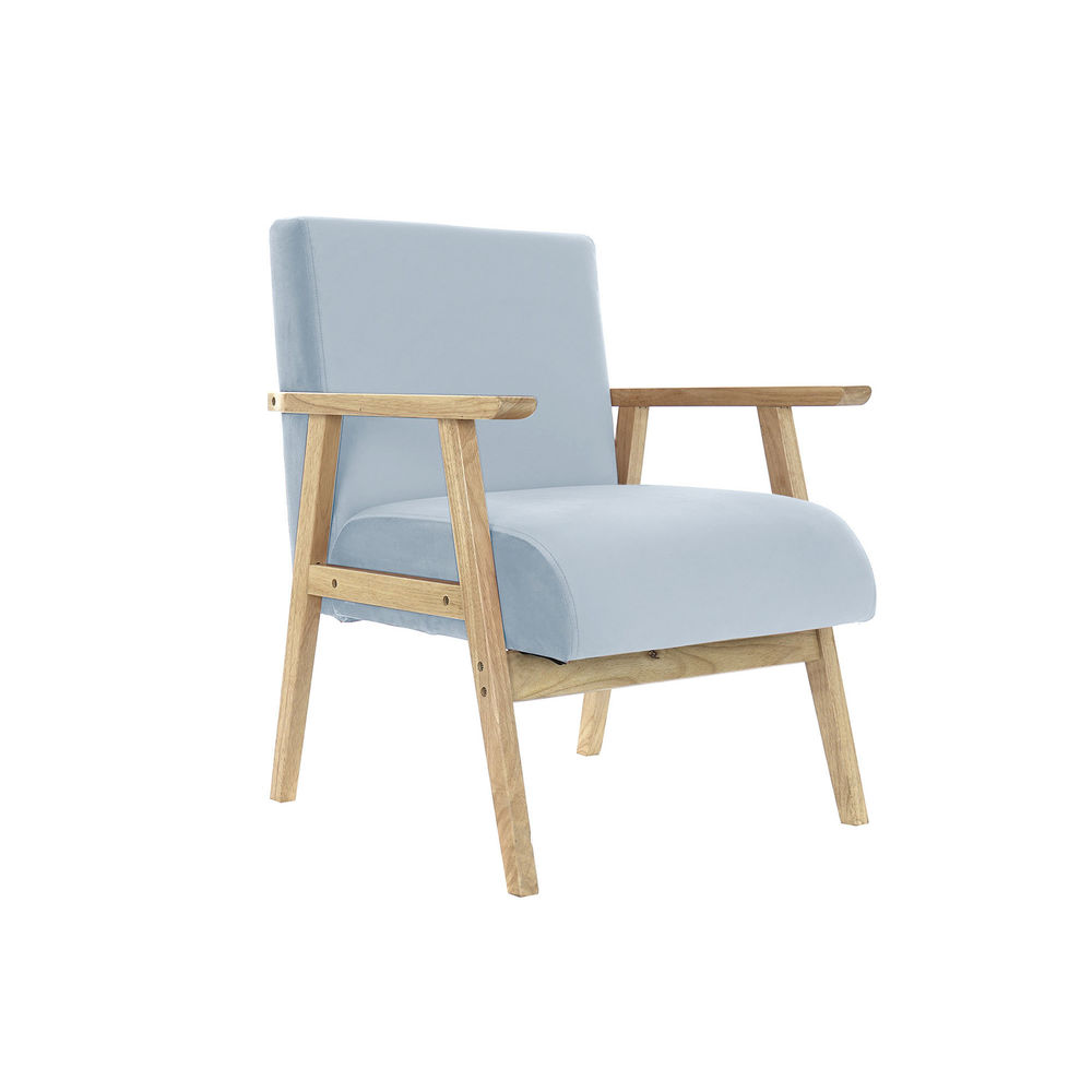 Fåtölj DKD Home Decor Polyester Himmelsblå Trä MDF (61 x 63 x 77 cm)