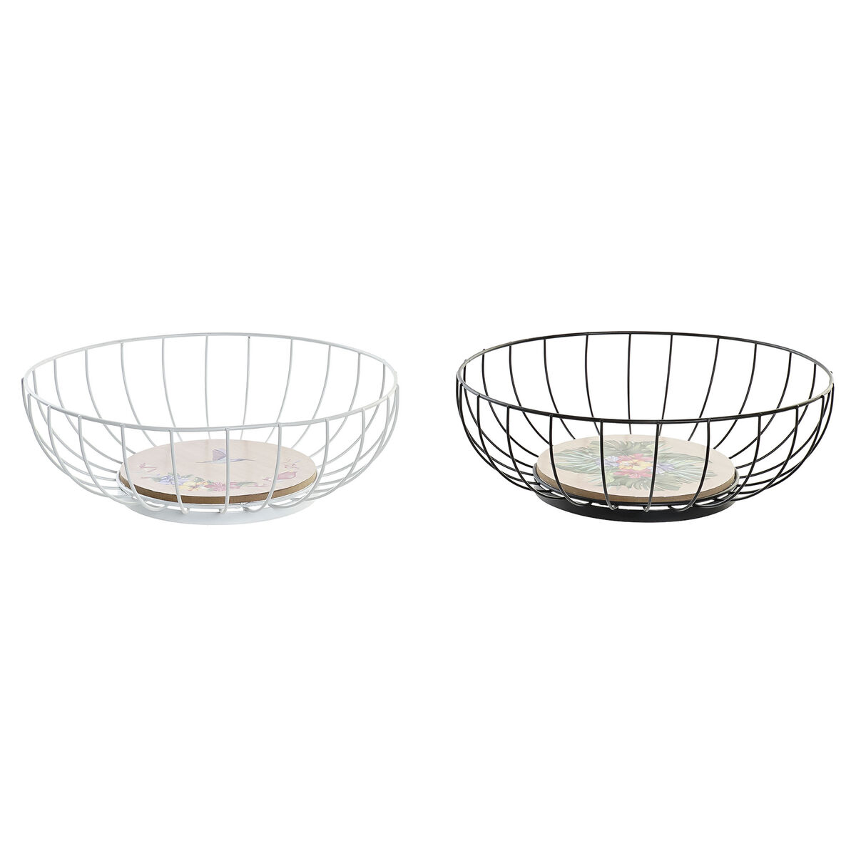 Fruktskål DKD Home Decor Multicolour Metall Trä MDF 28 x 28 x 11 cm (2 antal)