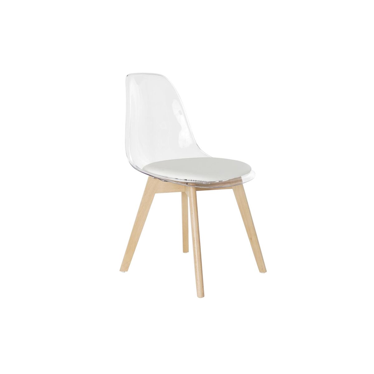 Matsalsstol DKD Home Decor Vit Transparent Naturell Trä Polykarbonater 54 x 47 x 81 cm