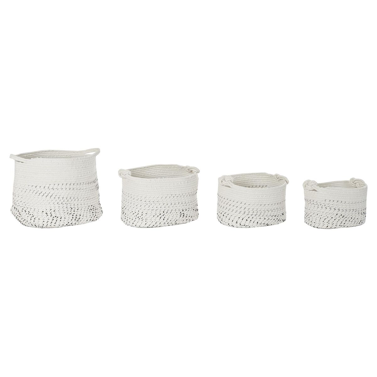 Korg - set DKD Home Decor Vit Svart Boho 36 x 36 x 33 cm (4 Delar)