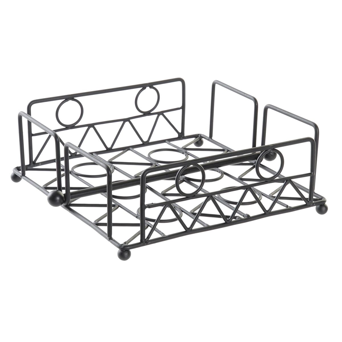 Servetthållare DKD Home Decor Geometrisk Svart Metall 18 x 18 x 7 cm