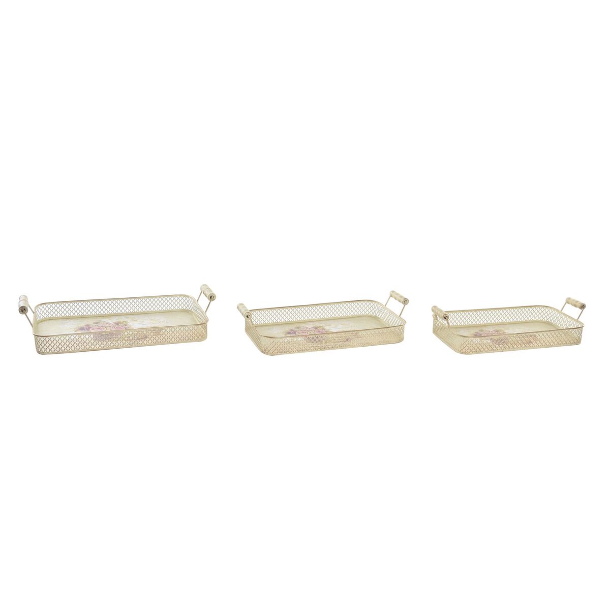 Uppsättning med Brickor DKD Home Decor Rosa Metall Aluminium 8 cm 40 x 21 x 8 cm (3 antal)
