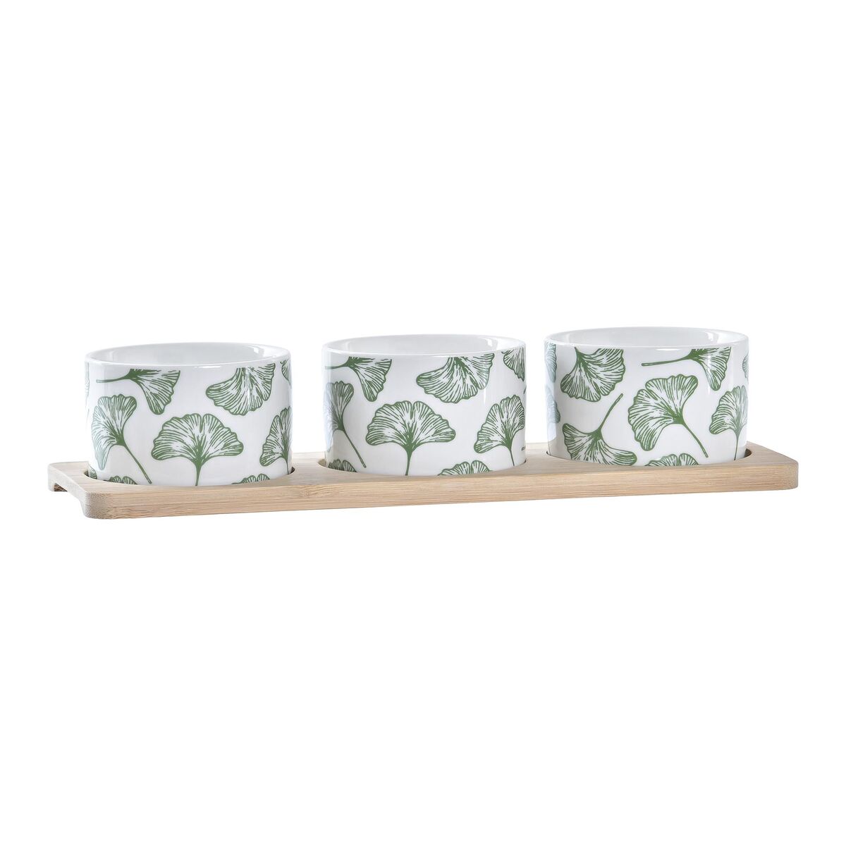 Tilltuggsset DKD Home Decor Bambu Stengods Blad 3 Delar 4 Delar 28 x 9,7 x 1,5 cm