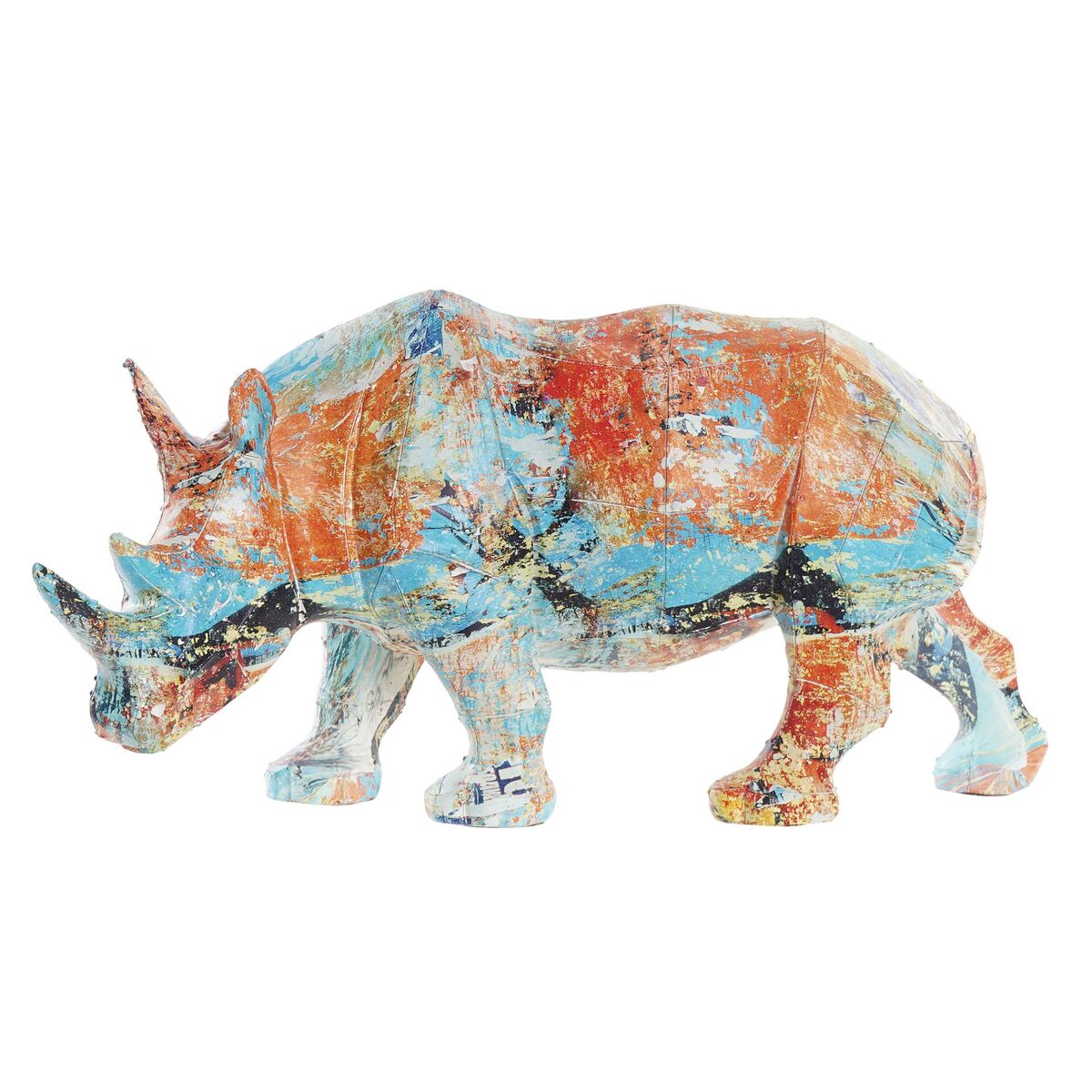 Prydnadsfigur DKD Home Decor 34 x 12,5 x 16,5 cm Multicolour Noshörning Modern