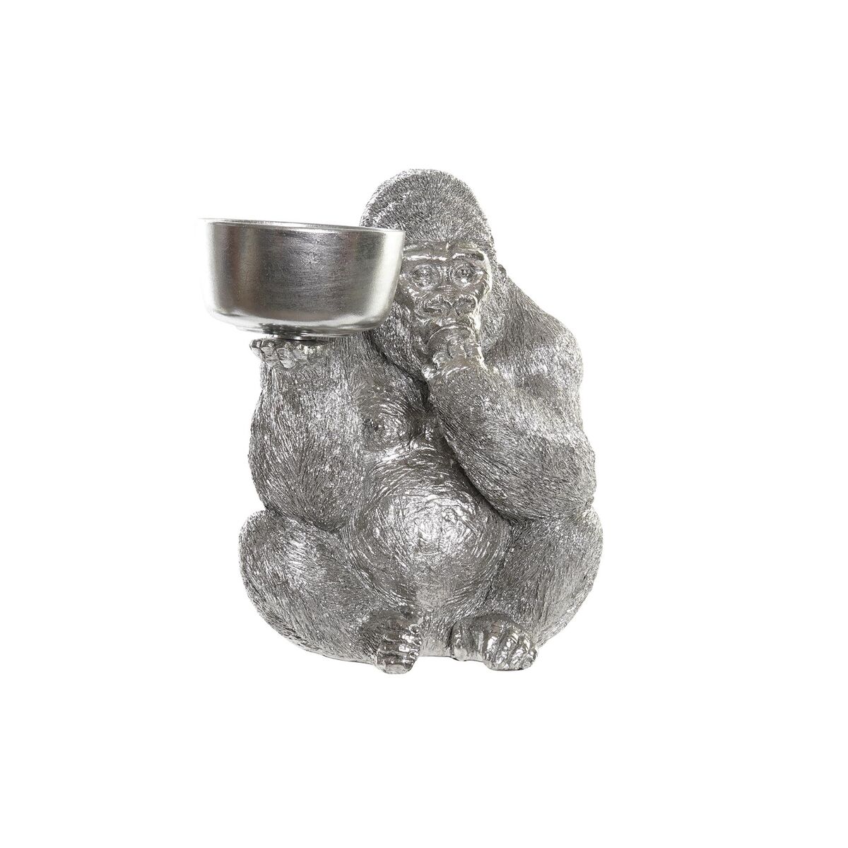 Prydnadsfigur DKD Home Decor Silvrig Harts Gorilla (32 x 26,5 x 36 cm)