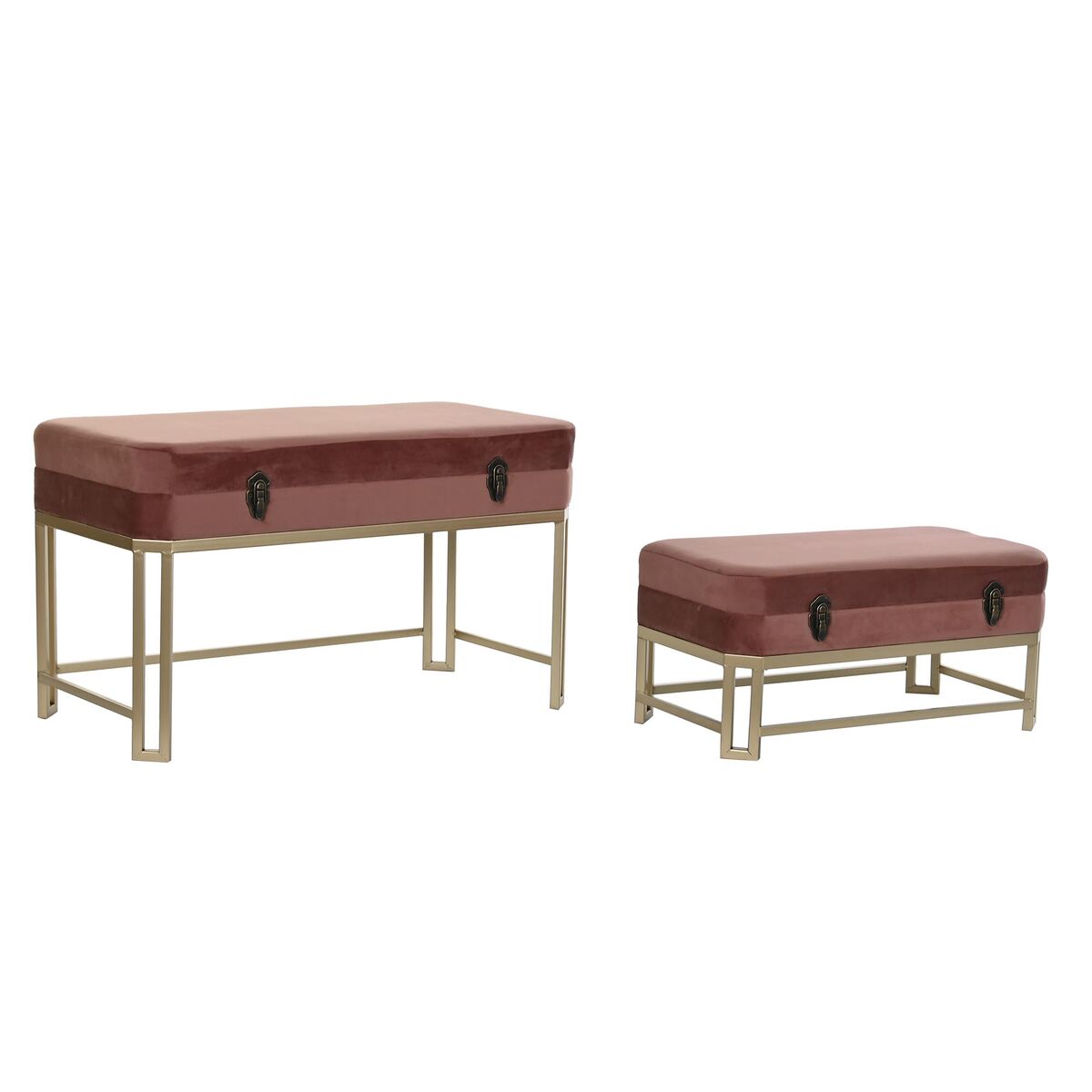 Sittpall DKD Home Decor Rosa Gyllene Metall Sammet (80 x 40 x 47 cm)