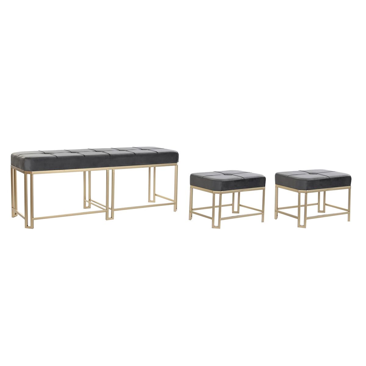 Sittpall DKD Home Decor Grå Metall Sammet (120 x 40 x 47 cm)