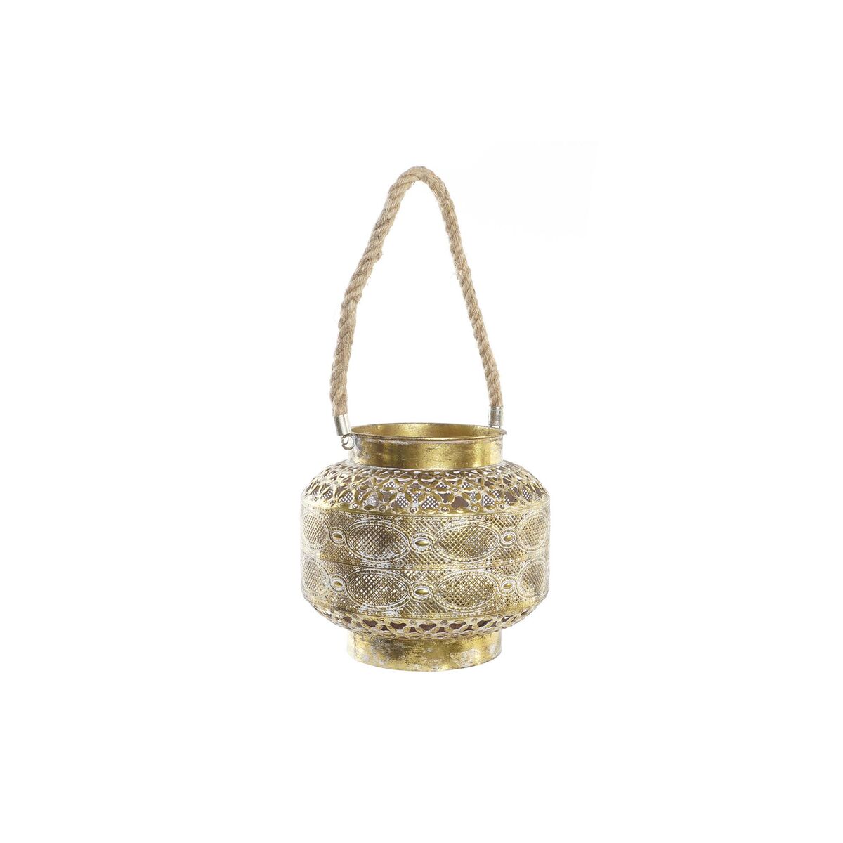 Lykta DKD Home Decor 26,5 x 26,5 x 22 cm Antikbehandlad Glas Gyllene Metall Arab
