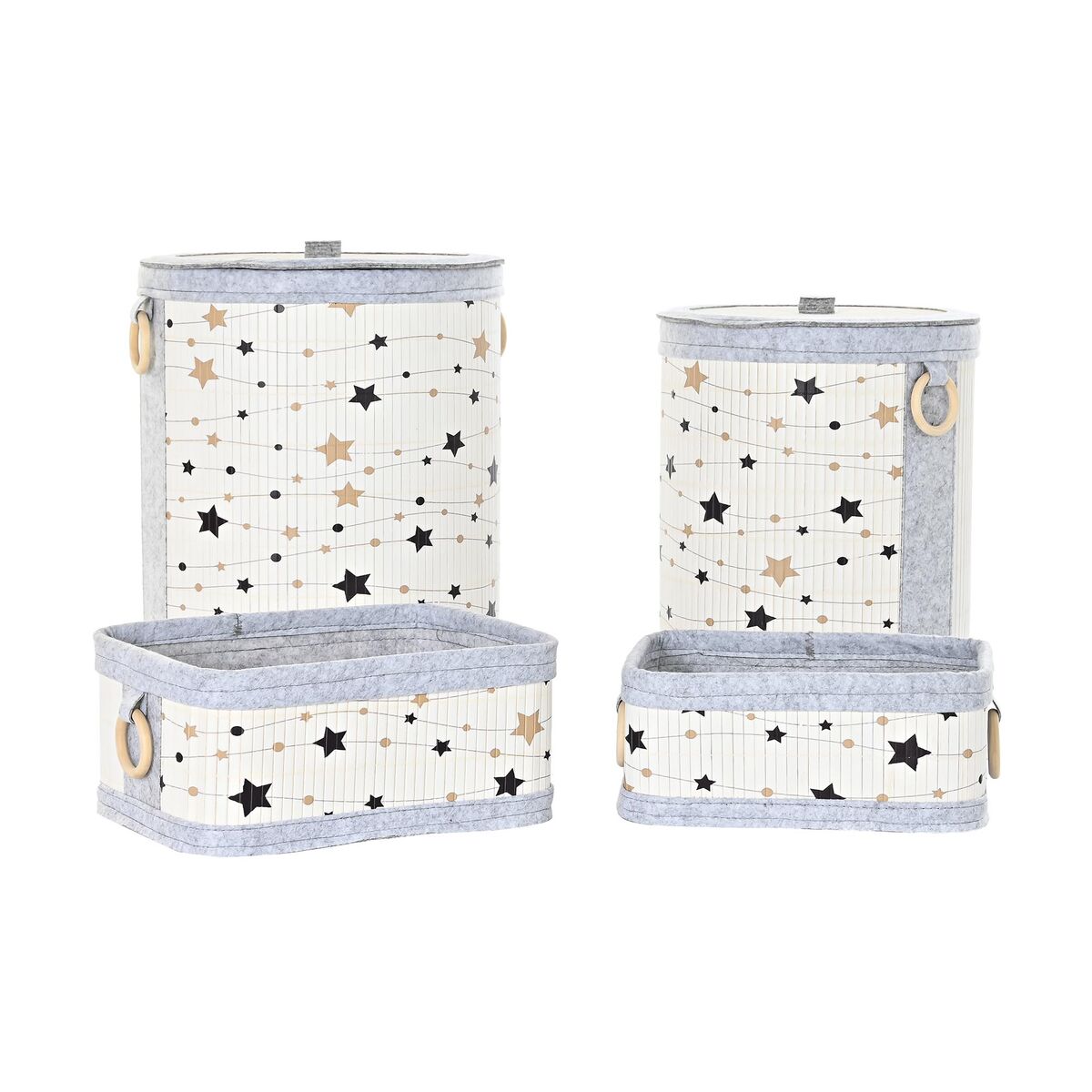 Multifunktionell korg DKD Home Decor Bambu Stjärnor 36 x 36 x 50 cm