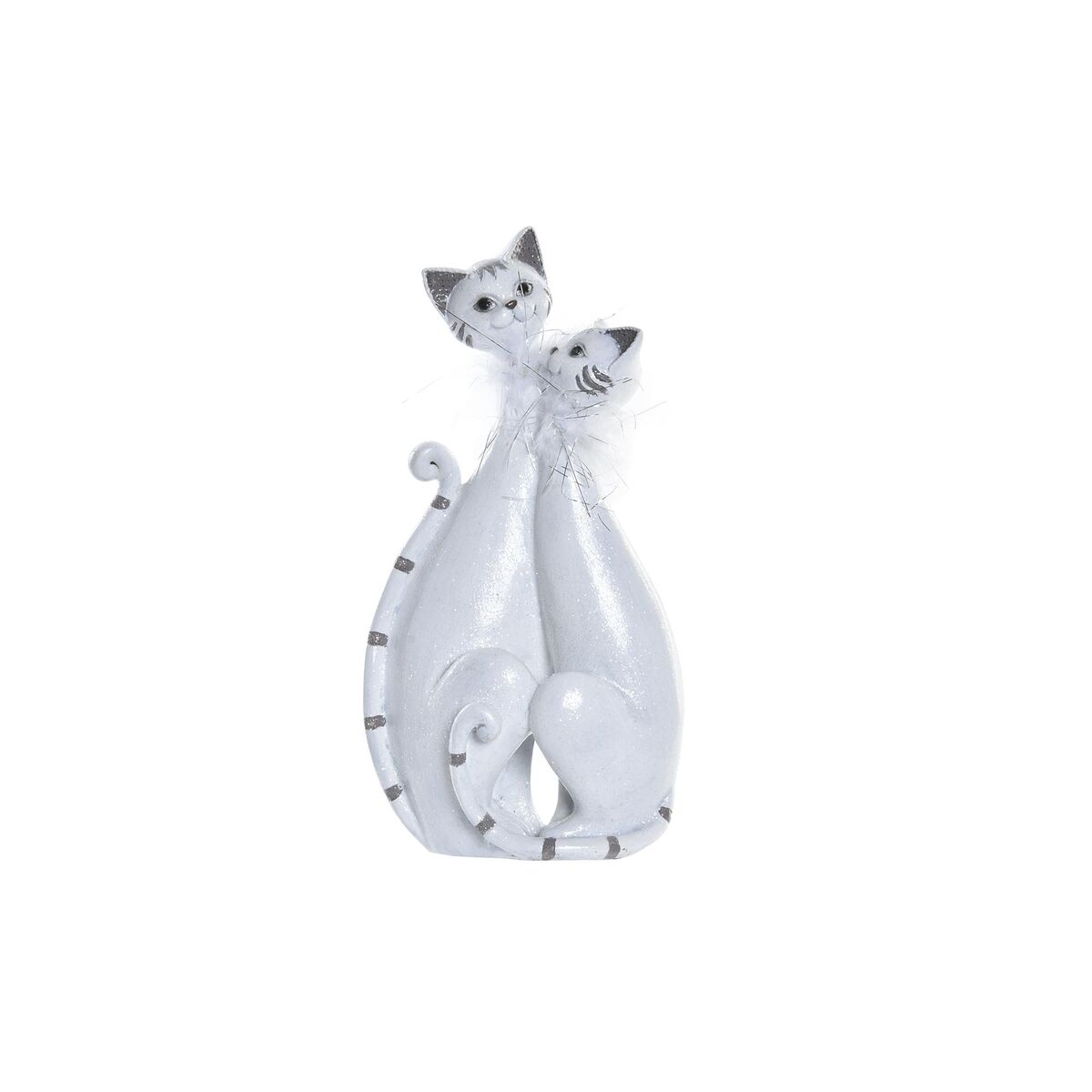 Prydnadsfigur DKD Home Decor 15 x 10 x 29 cm Vit Katter Romantisk