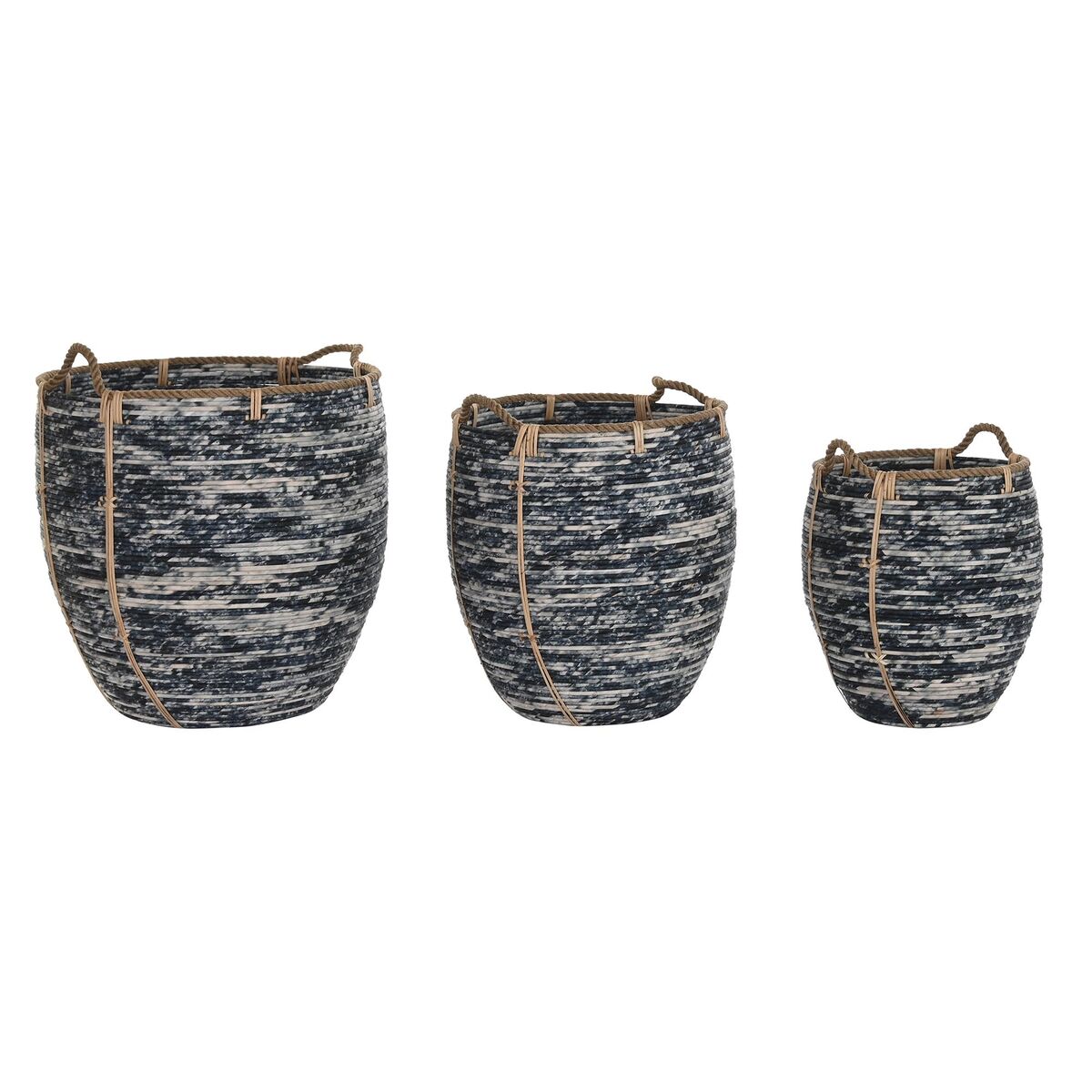 Korg - set DKD Home Decor Vit Svart 56 x 56 x 60 cm 52 x 52 x 60 cm Plast (3 Delar)