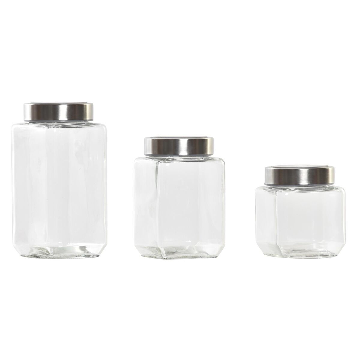 Uppsättning med 3 Burkar DKD Home Decor 750 ml 8,5 x 8,5 x 18 cm