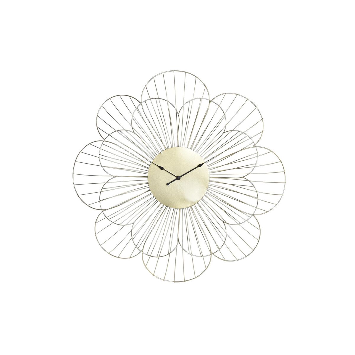 Väggklocka DKD Home Decor Blomster Gyllene Metall (57 x 4 x 57 cm)