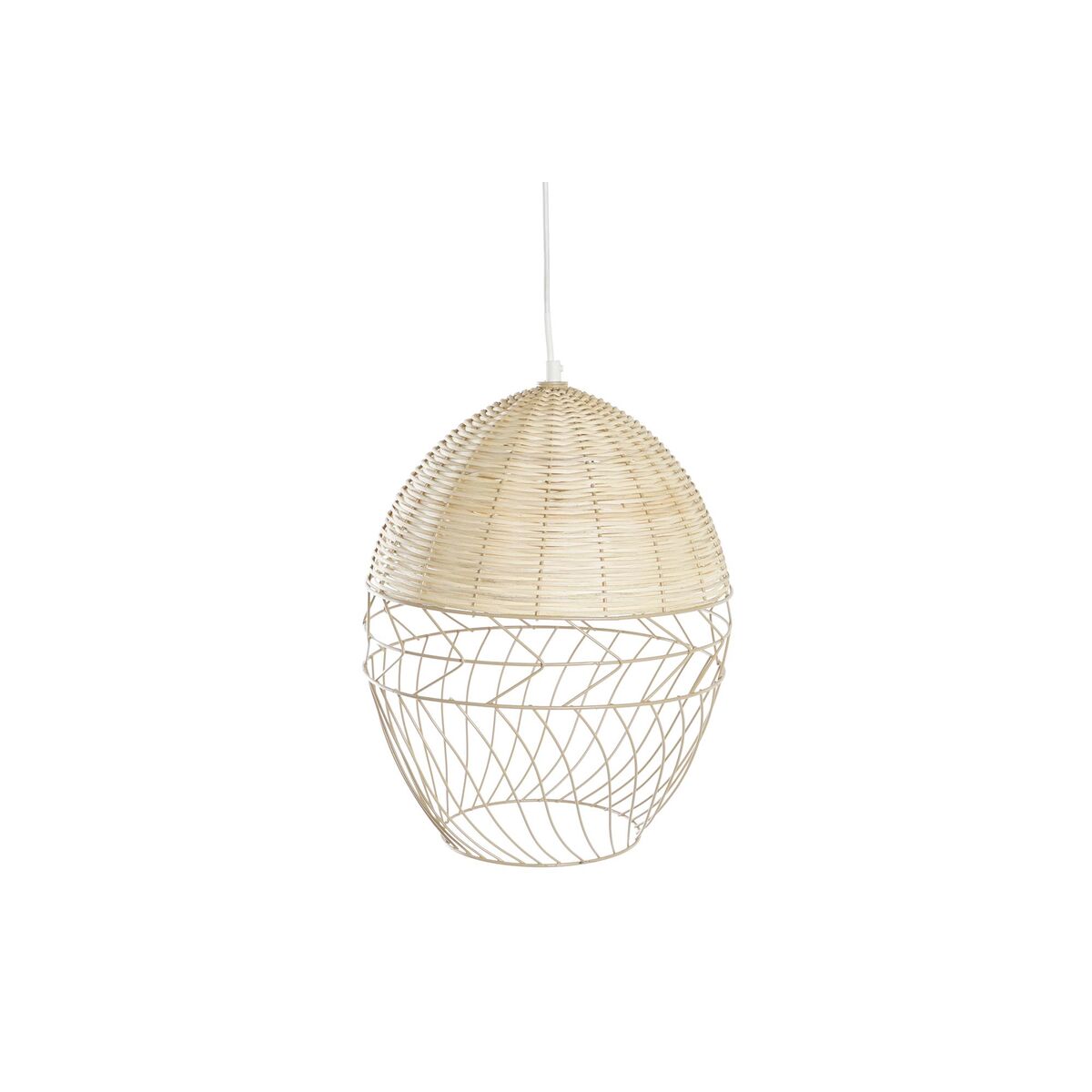Taklampa DKD Home Decor Metall Vit Ljusbrun Rattan 50 W (30 x 30 x 38 cm)