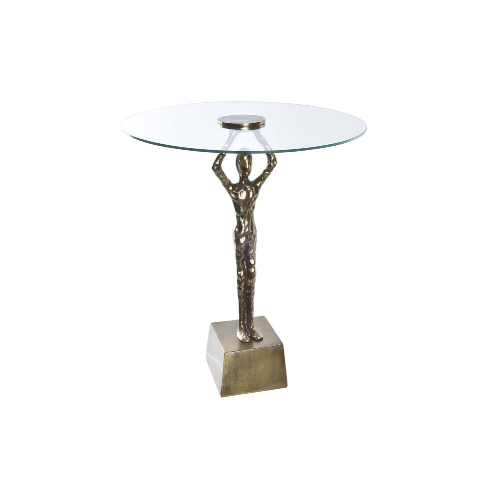 Sidobord DKD Home Decor Glas Gyllene Aluminium 46 x 46 x 57 cm