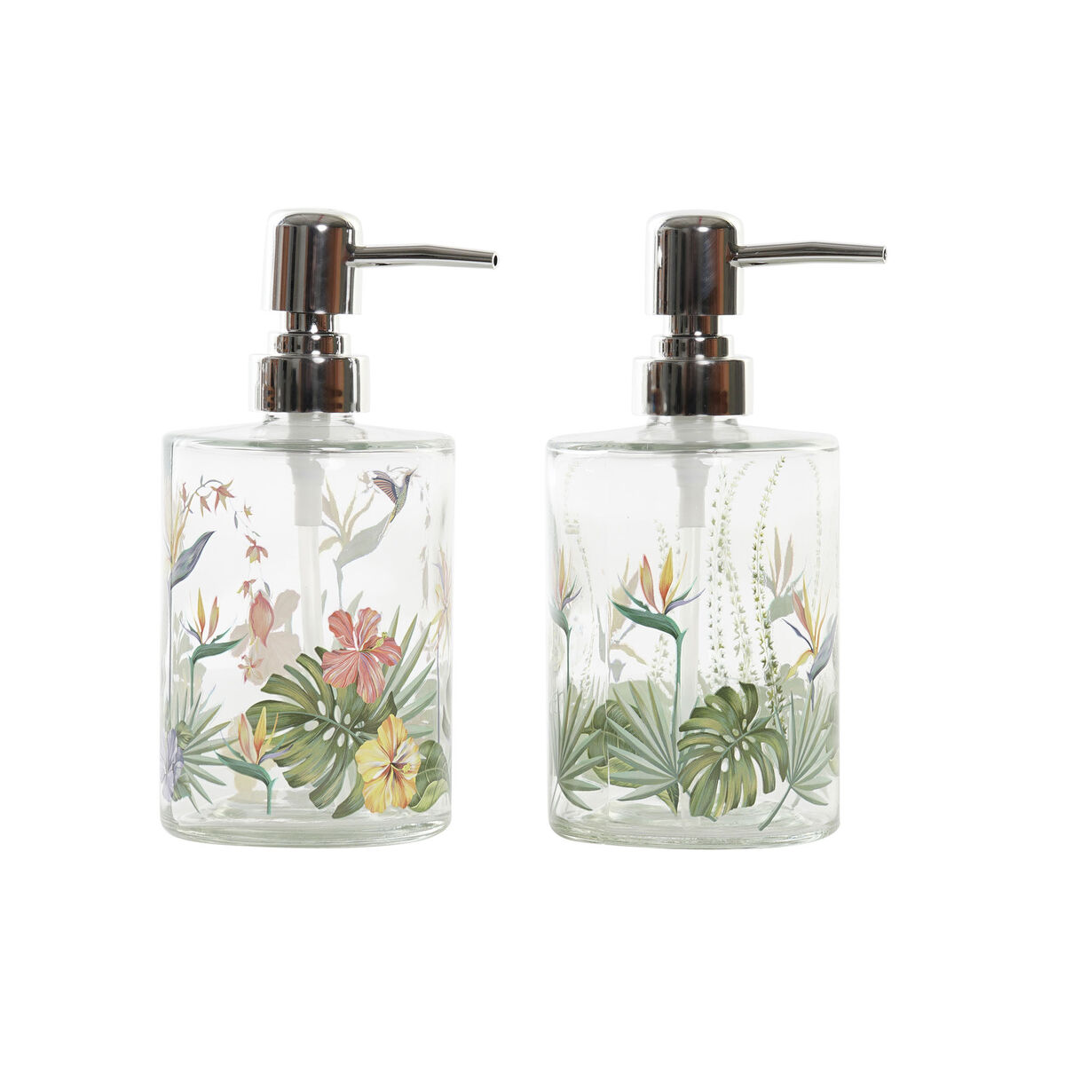 Tvåldispenser DKD Home Decor Tropiskt Glas Multicolour ABS (10 x 8 x 17 cm) (2 antal)