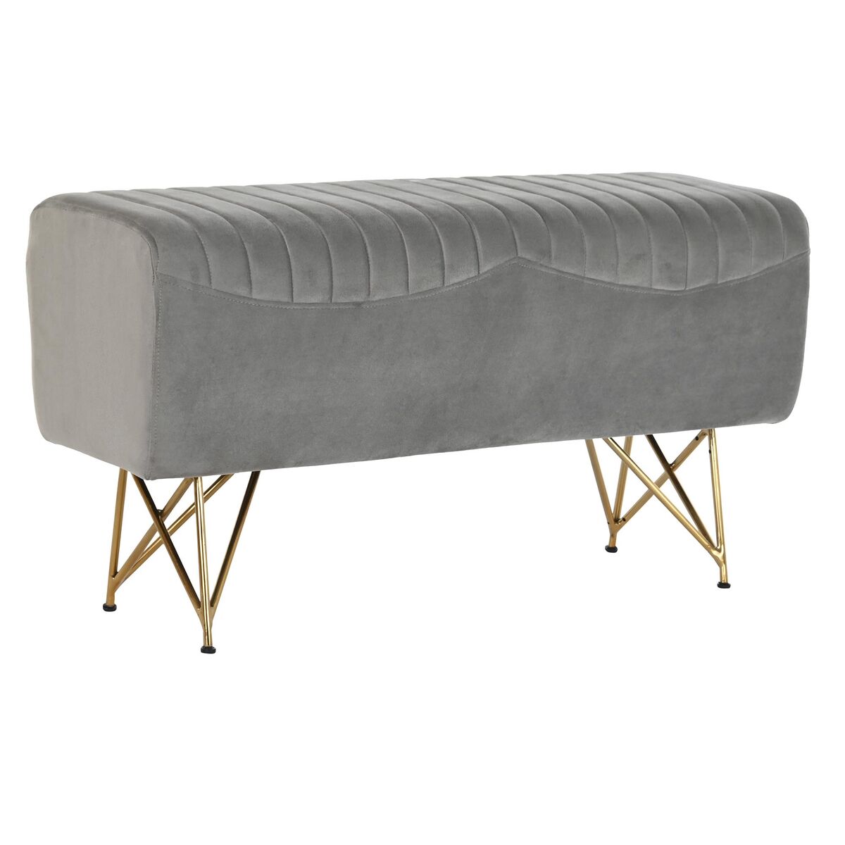 Sittpall DKD Home Decor 90 x 31 x 47 cm Grå Gyllene Metall