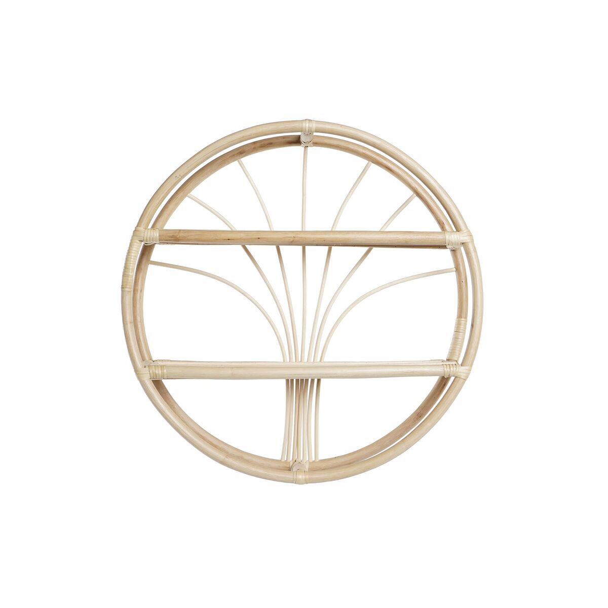 Bokhylla DKD Home Decor Vägg Naturell Rattan 2 Hyllor (60 x 14 x 60 cm)