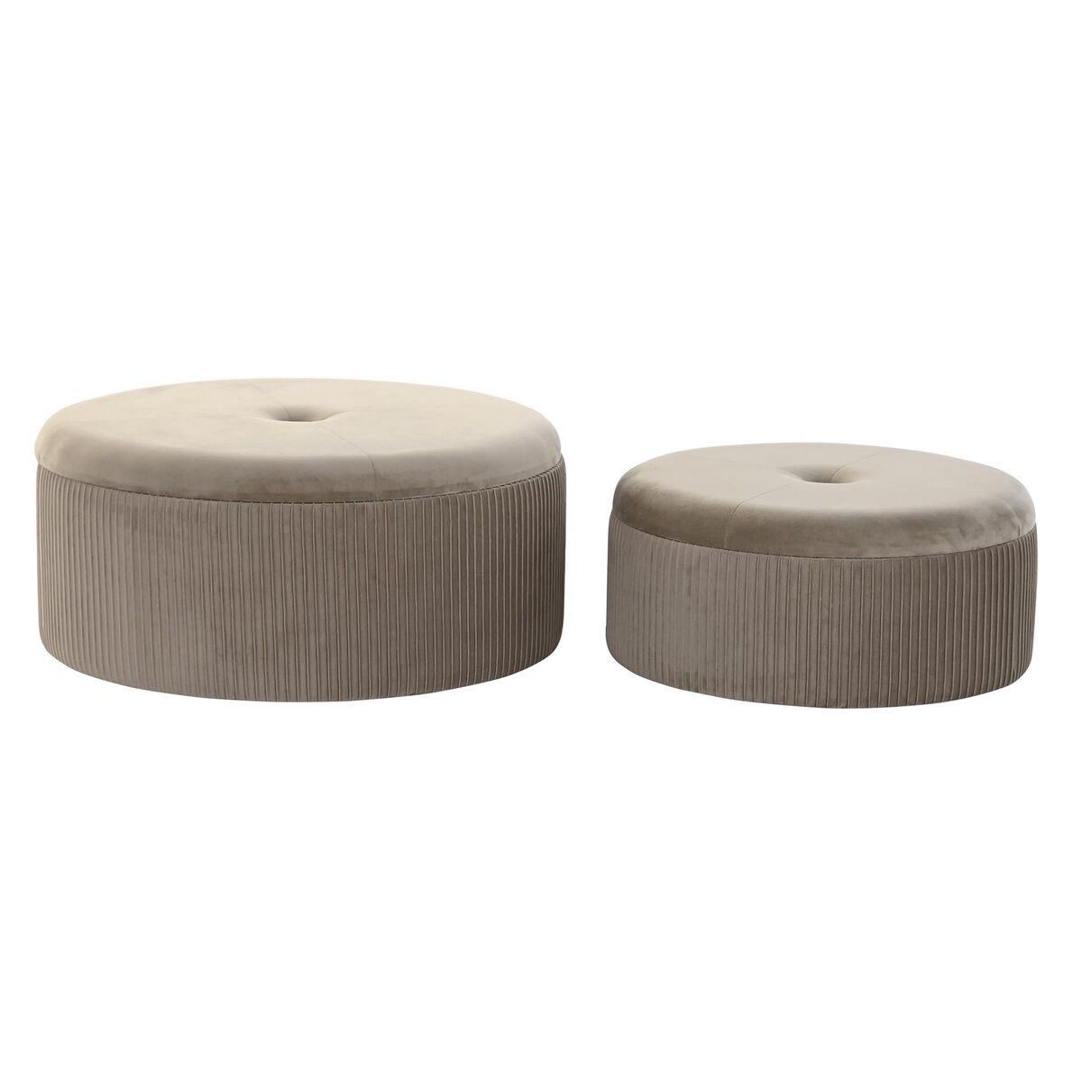 Fotpall DKD Home Decor 70 x 70 x 32 cm 70 x 70 x 28 cm Sammet Ljusgrå Trä MDF