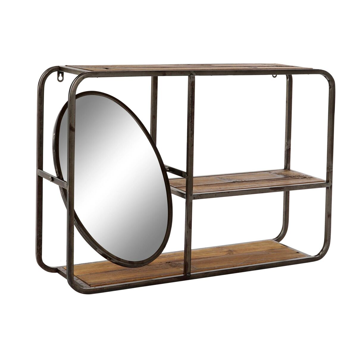 Bokhylla DKD Home Decor Svart Mörkbrun Trä Metall Speglar 73 x 19 x 50 cm