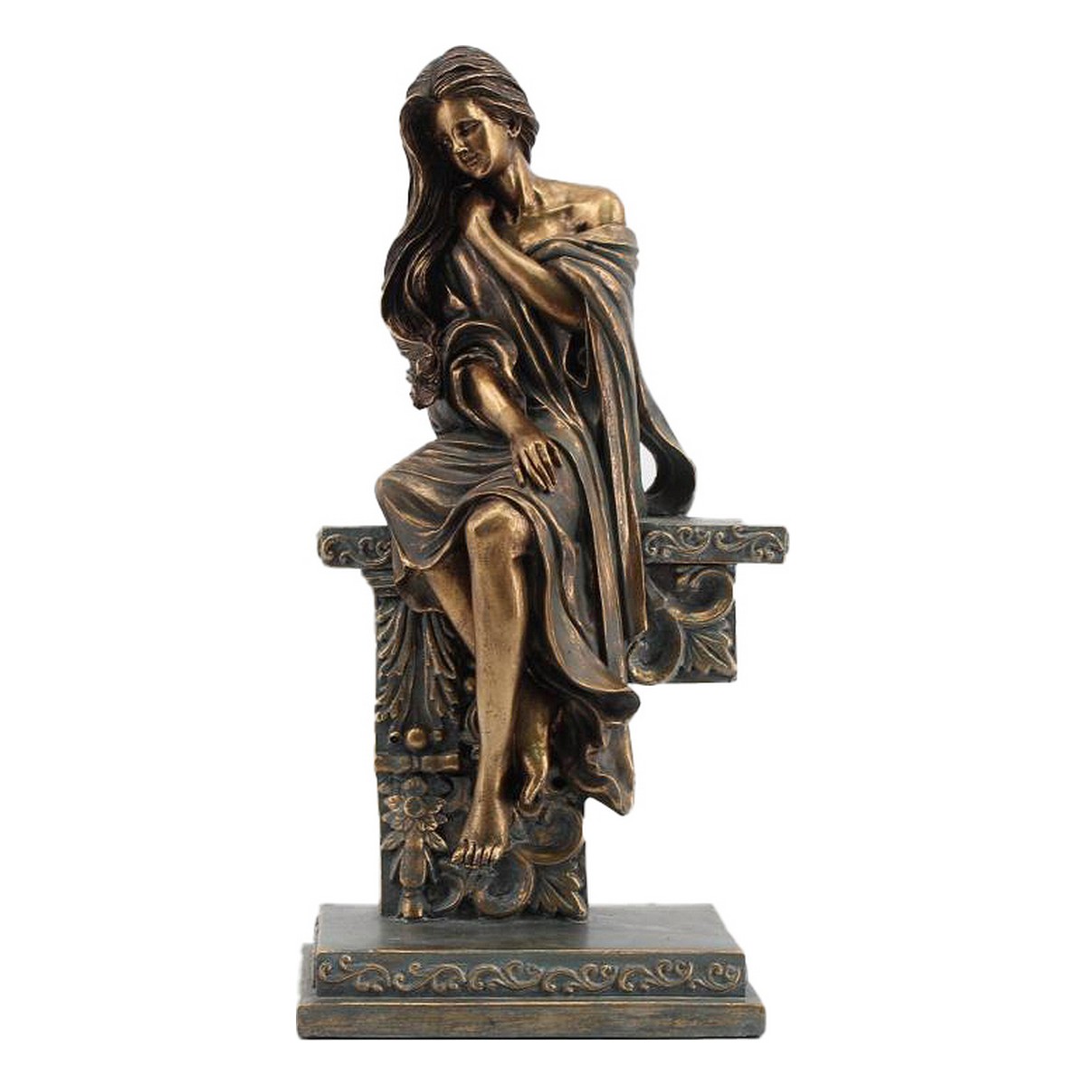 Prydnadsfigur DKD Home Decor 17 x 11 x 32,50 cm Kvinna Koppar
