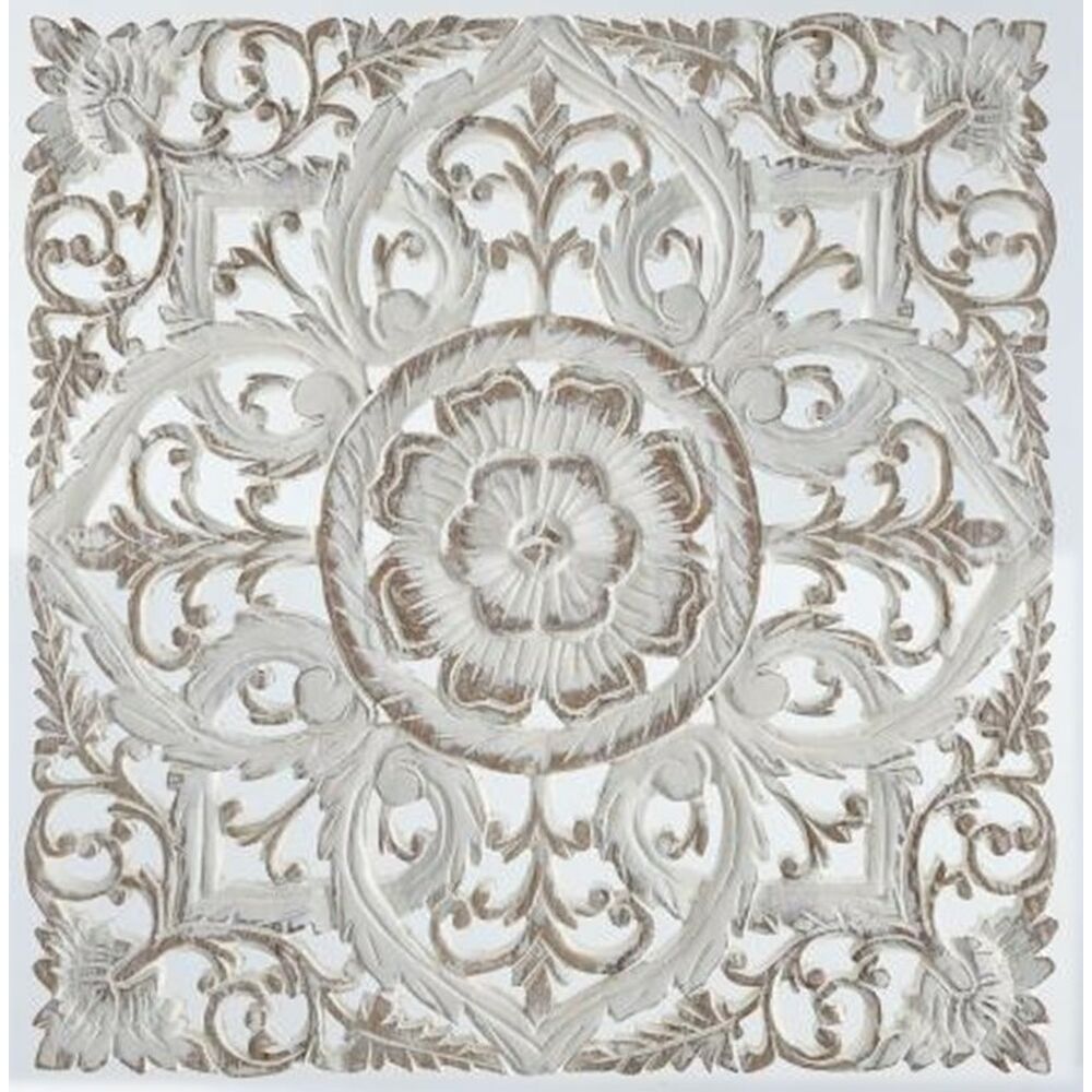 Väggdekoration DKD Home Decor Vit Mandala Trä MDF (60 x 2 x 60 cm)