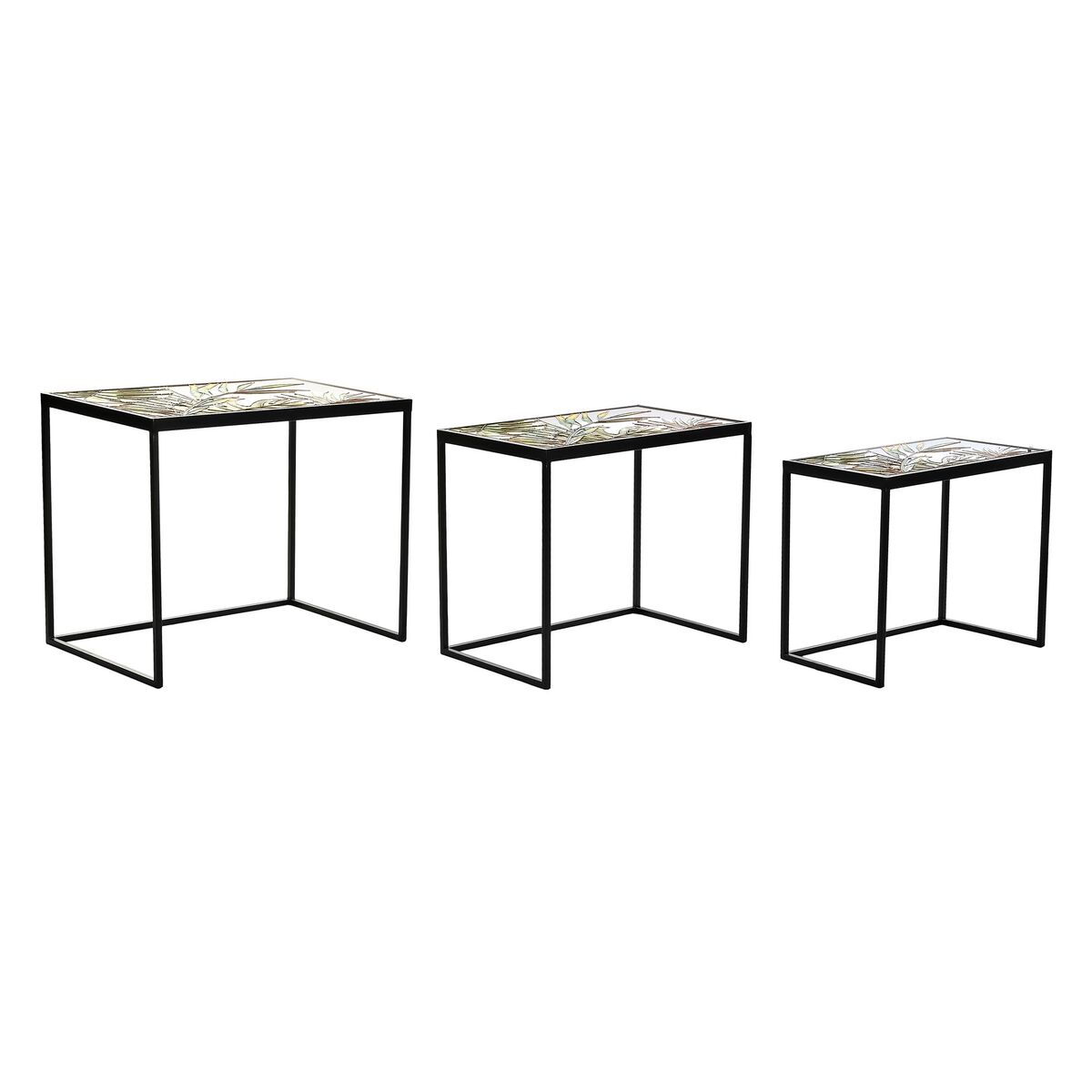 3-bordsset DKD Home Decor Svart Grön Gyllene 60 x 40 x 50 cm